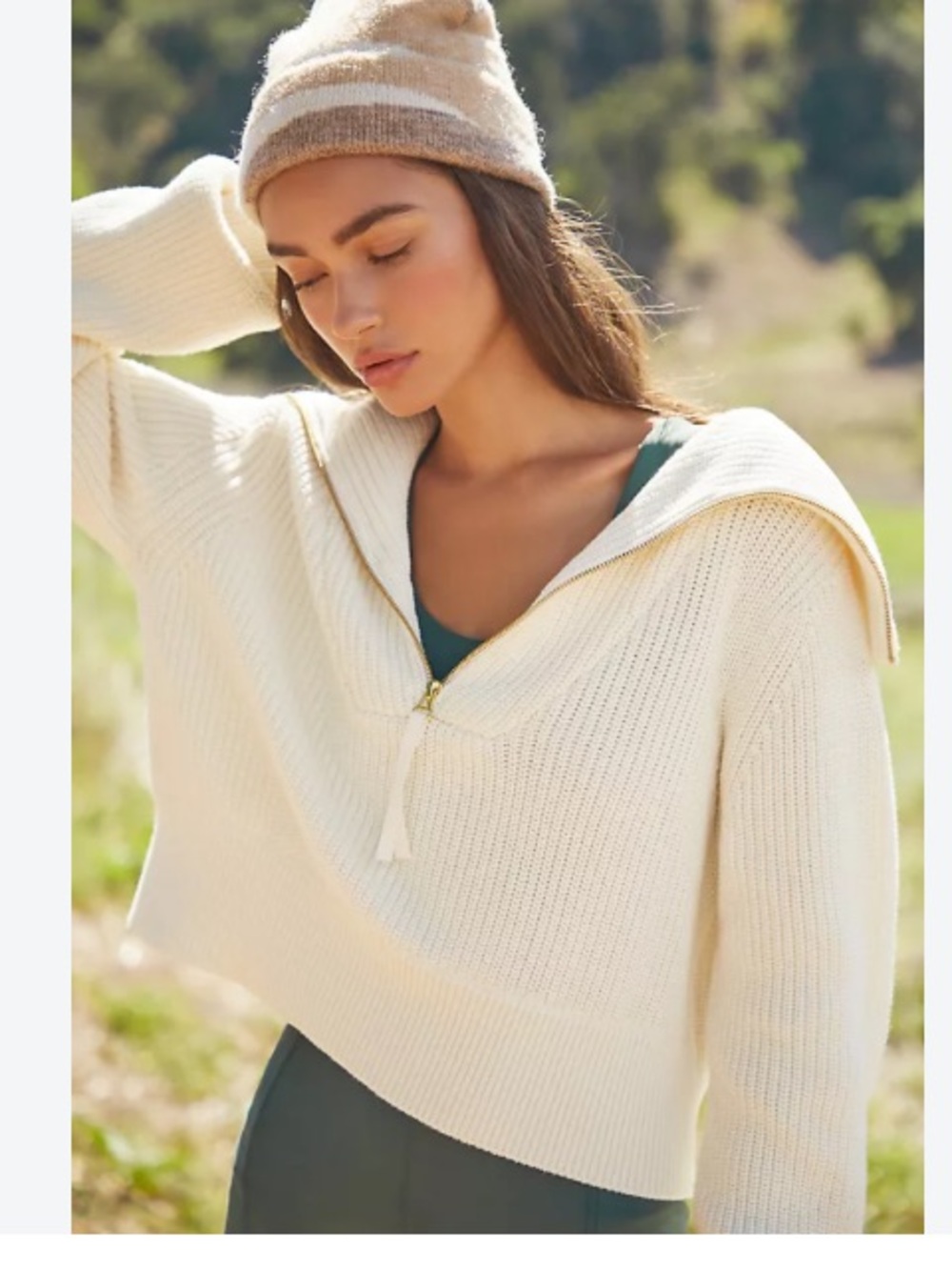 Varley Mentone quarter zip pullover cream size XS